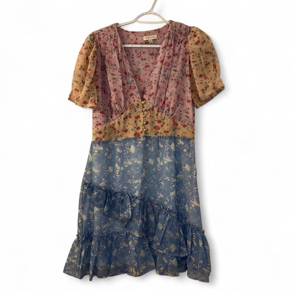 Stellah Floral Puff Sleeve dress - Pink and Cream - Picture 4 of 10